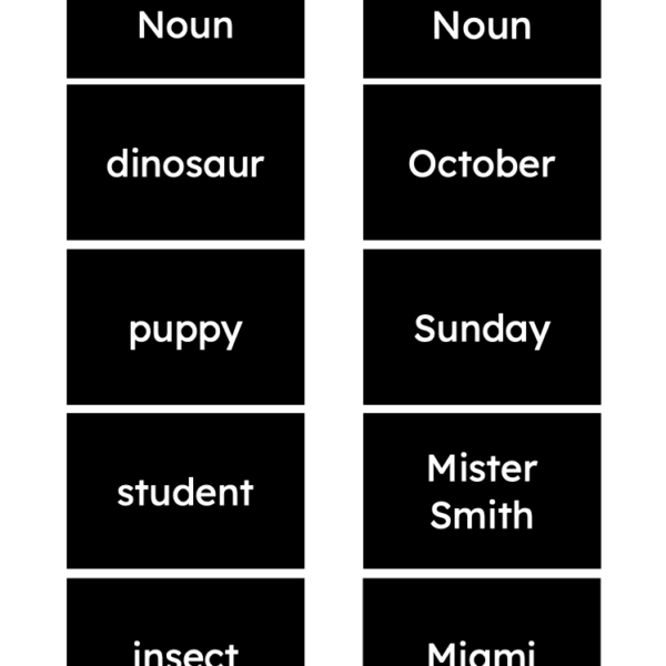 common and proper nouns (cursive)