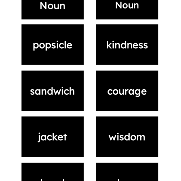 montessori grammar boxes concrete and abstract nouns (cursive)