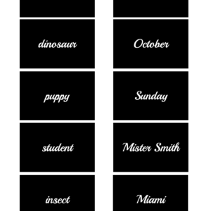 common and proper nouns (cursive)