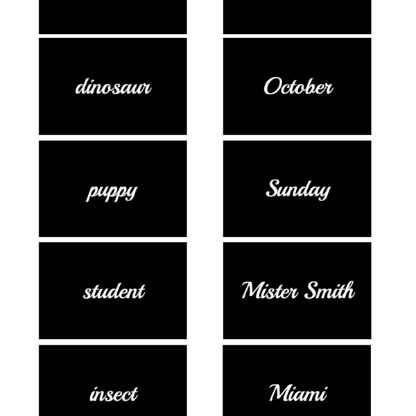common and proper nouns (cursive)
