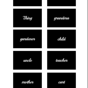 montessori grammar box — person, place and thing nouns (cursive)