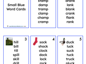 small blue word cards