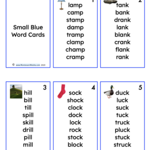 small blue word cards