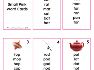 small pink word cards