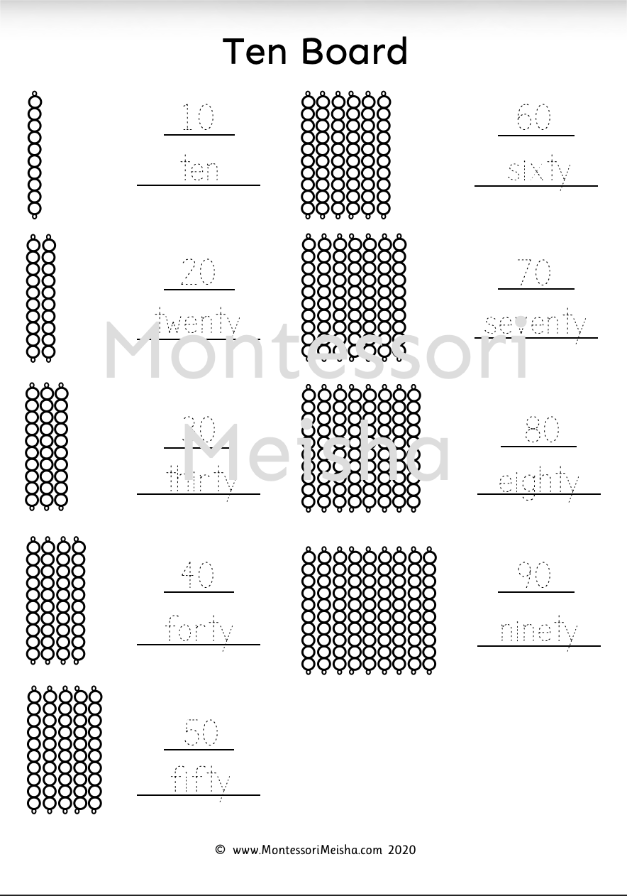 montessori ten board — tens, place value and number sense from 10 to 90 montessori ten board — tens, place value and number sense from 10 to 90