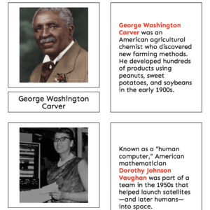 diverse scientists of the western world — montessori nomenclature cards