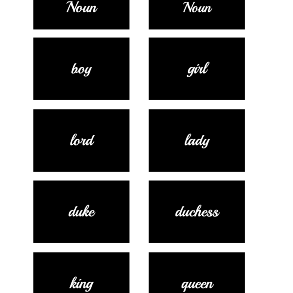 Masculine and Feminine Nouns (Cursive)